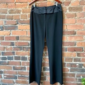 Black Dress Straight Leg Pants with Silk-Like Waist Band. Size: 8